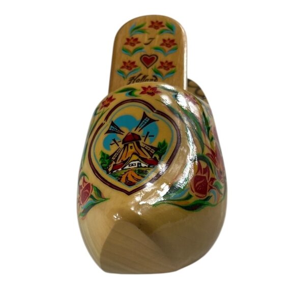 VTG Holland Wall Mountable Hand-Painted Wooden Clog & Shoe Brush 6.5" Length - Picture 4 of 16